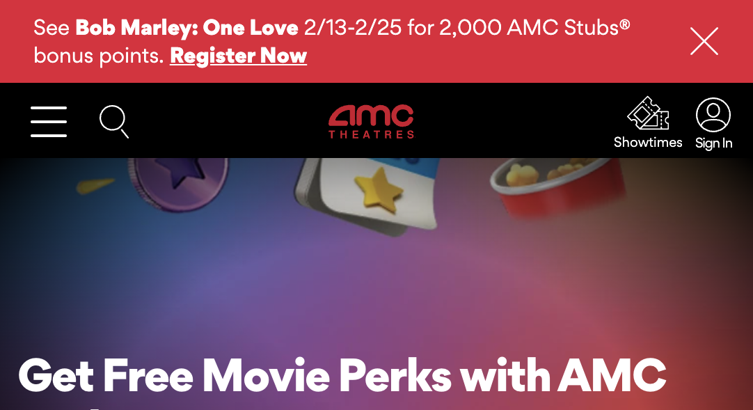 Screenshot of the AMC website