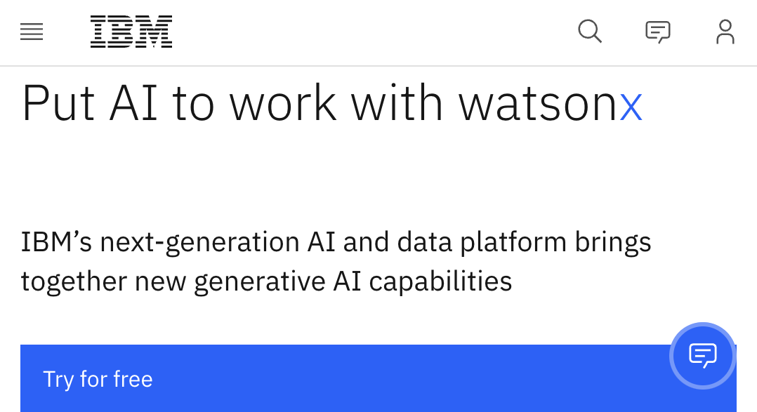 Screenshot of the IBM website
